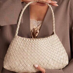 Dragon Diffusion rosanna woven leather shoulder bag in off white